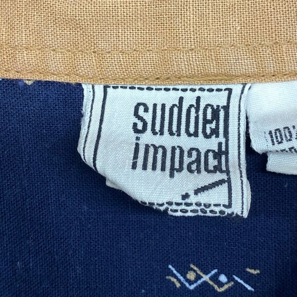 SUDDEN IMPACT Shirt Womens M Southwestern Button Front Cotton Blue Vintage - Picture 10 of 14